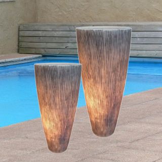 Screen Gems Sandstone Ribbed Long Conical Planter with Light Multicolor  