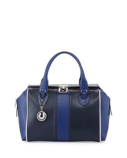 Kabrina Two Tone Satchel Bag, Navy/Royal Blue