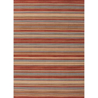 Handmade Flat Weave Stripe Pattern Red/ Orange Rug (2 X 3)