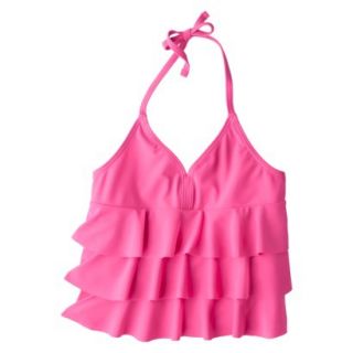 Xhilaration Girls Ruffled Tankini Swimsuit Top   Pink S