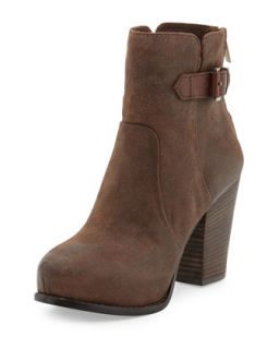 Fine Suede Ankle Boot, Mocha