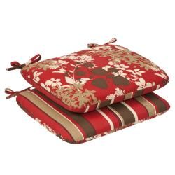 Pillow Perfect Outdoor Red/ Brown Floral/ Striped Rounded Reversible Seat Cushions (set Of 2) (Red/brown reversible floral/stripedMaterials: PolyesterFill: 100 percent virgin polyester fiber fillClosure: Sewn seam Weather resistantUV protection Care instr