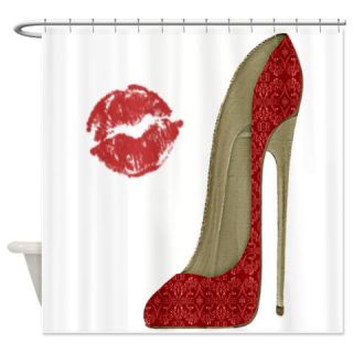 CafePress Red Lace Stiletto and Kiss Shower Curtain Free Shipping! Use code FREECART at Checkout!