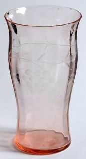 Unknown Crystal Unk1867 Pink 8 Oz Flat Tumbler   Cut Grape Design On Bowl, Optic