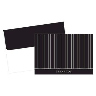 Silver Pinstripes Foil Thank You Note Cards   Balck/White