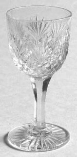 Unknown Crystal Unk2654 Cordial Glass   Clear, Cut Crosshatch, Fans, Star Foot