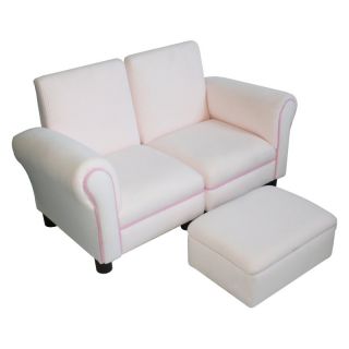 Newco Kids 3 Piece Sofa Set   Light Pink Chenille with Hot Pink Piping   80134