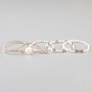 5 Piece Infinity/Bow/Rose/Love Key Bracelets Gold One Size For Women 2