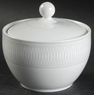 Christopher Stuart Athena Sugar Bowl & Lid, Fine China Dinnerware   Gray Spirals
