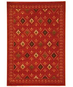 Fine spun Regal Orange/ Multi Area Rug (53 X 77) (RedPattern: GeometricMeasures 0.375 inch thickTip: We recommend the use of a non skid pad to keep the rug in place on smooth surfaces.All rug sizes are approximate. Due to the difference of monitor colors,