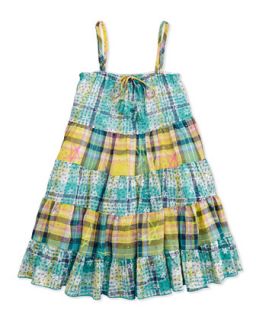Plaid Voile Tiered Dress, 4 6X