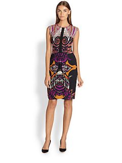 Etro Extended Shoulder Stretch Jersey Dress   Black