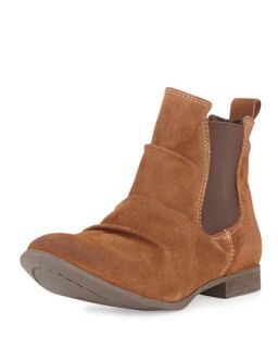 Anise Ruched Suede Bootie, Tan