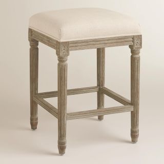 Natural Linen Paige Backless Counter Stool   World Market