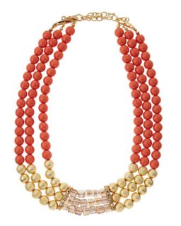 Coral/Gold Multi Strand Necklace
