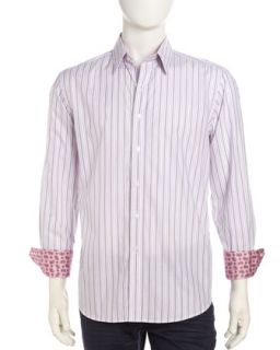 Edward Sport Shirt, Purple Stripe