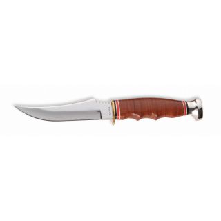 Ka bar Leather Handle Skinner Knife (BrownBlade materials DIN 1.4116 Stainless SteelHandle materials LeatherGrind HollowEdge Angle 20 DegreesShape SkinnerBlade thickness 0.113Blade length 4 3/8 inchesHandle length 3 7/8 inchesWeight 0.20 poundsBe