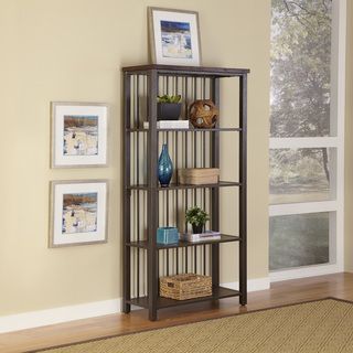 Cabin Creek 5 tier Multi function Shelves (Chestnut Materials mahogany veneers with engineered wood and metalFinish Heavily distressed multi step chestnut finish Dimensions 75.5 inches high x 38 inches wide x 16 inches deepNumber of shelves Five (5)Mo