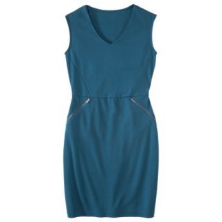 Mossimo Womens Ponte V neck Zippered Pocket Dress   Blue XXL