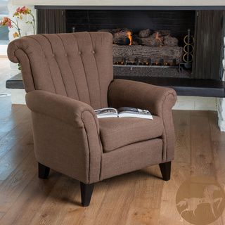 Christopher Knight Home Waldorf Channel Chocolate Fabric Club Chair (Chocolate brownMaterials: LinenFeatures channeled stitch backrest and button tufted accentsSome assembly requiredNeutral color to match any decorDimensions: 37.8 inches high x 35.8 inche