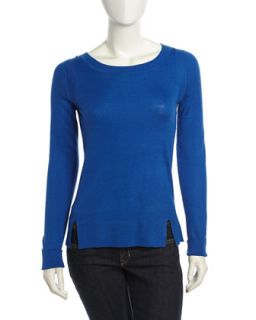 Long Sleeve Ribbed Sweater, Baltic