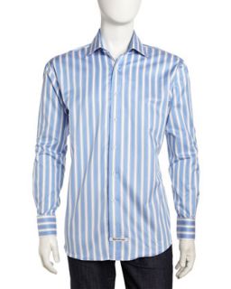 Awning Striped Long Sleeve Dress Shirt, Blue/Gray