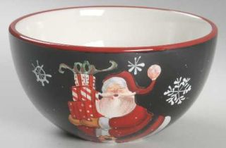 Mister Claus Individual Ice Cream Dish, Fine China Dinnerware   Santa On Black,
